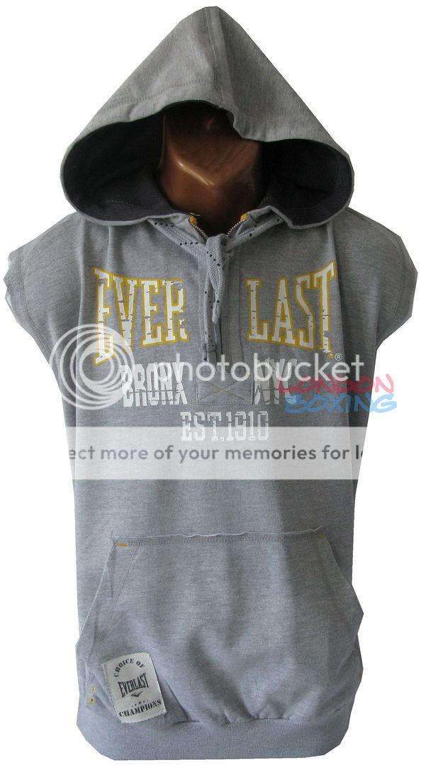 EVERLAST Boxing BRONX Grey Fleece Zip Sleeveless Gym Training Hoody